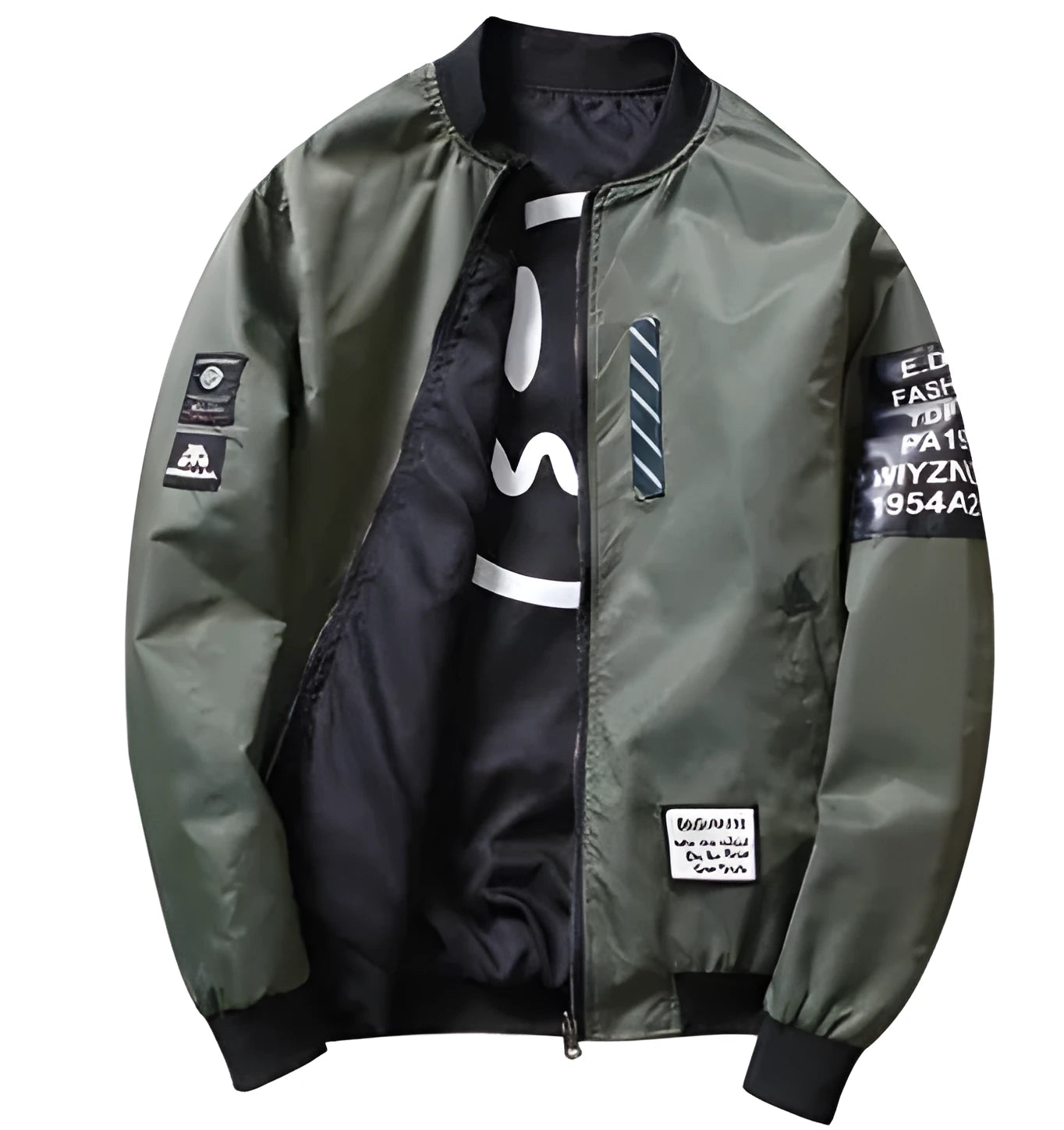 Reversible men's bomber flight jacket in a thin striped design for autumn and winter.