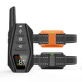 Black ABS smart dog trainer with reflective webbing and charging cable on table