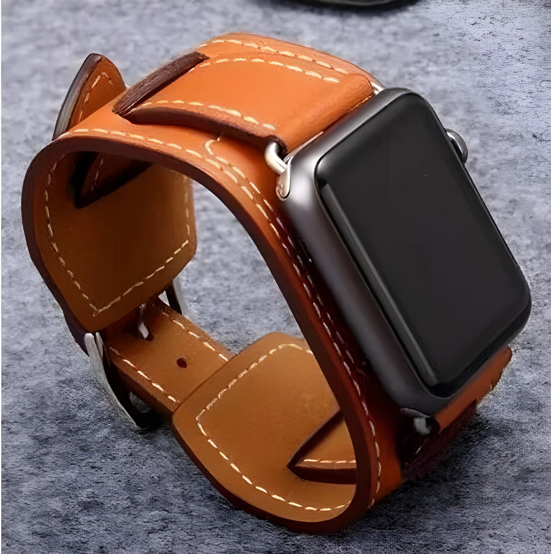 Genuine leather watch strap in black, blue, brown, and red for 38mm and 42mm lugs