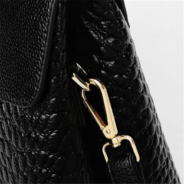 Simple women's black shoulder bag with PU lining, large size 36cm width, structured shape