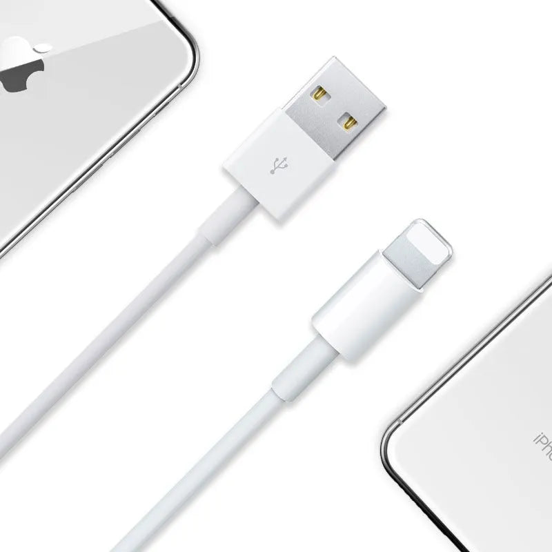 Grey Apple Lightning charging cable with 20W fast charge, shown in different lengths.