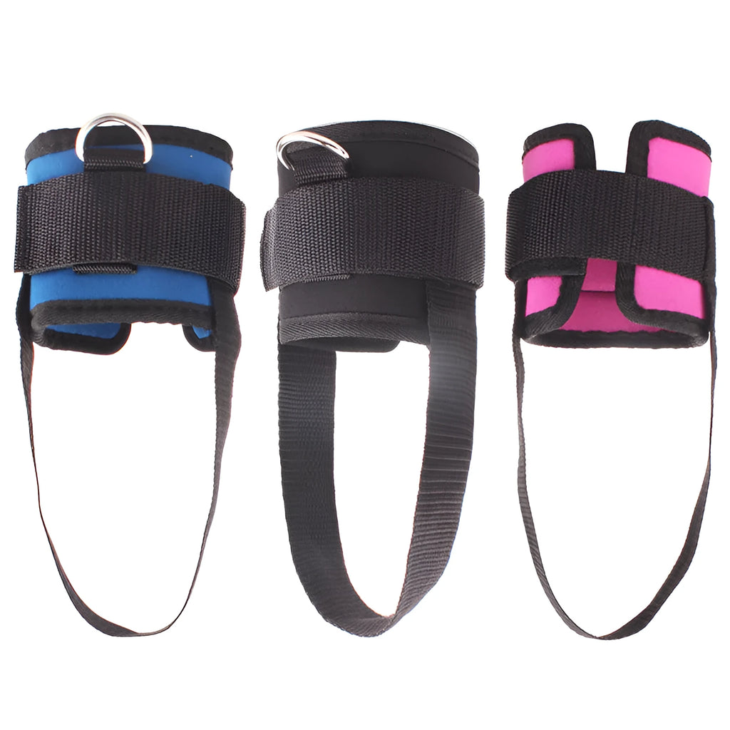 Cotton foot rope ankle strap with thickened diving cotton, quality Velcro, and steel buckle for leg training in black