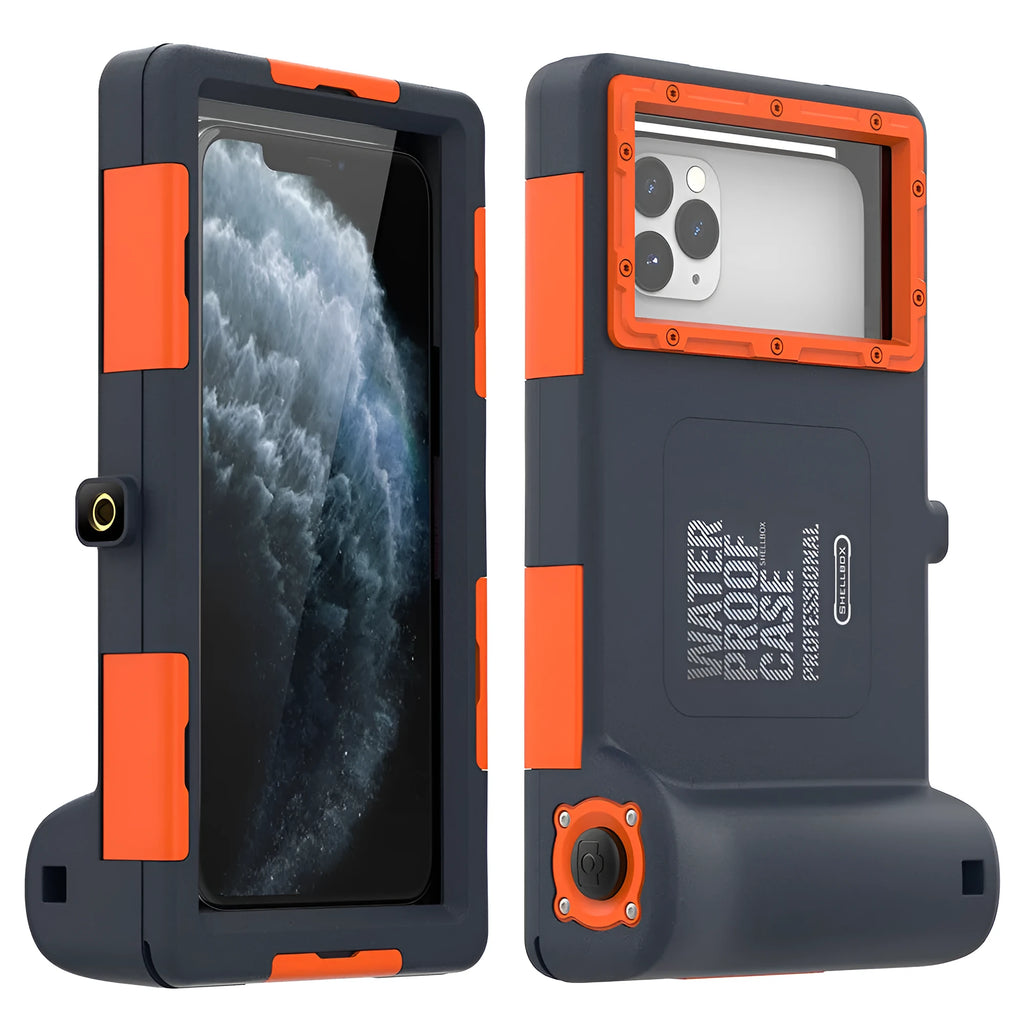 Orange universal waterproof phone case for iPhone and Samsung smartphones