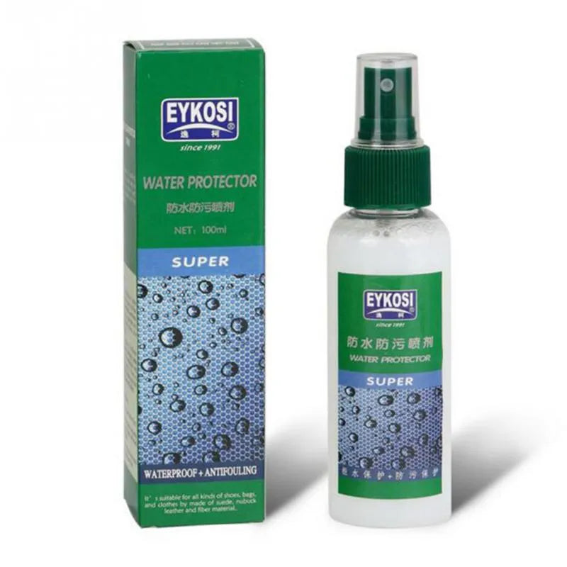 Blue waterproof spray shoe cleaner with superhydrophobic coating for leather and suede