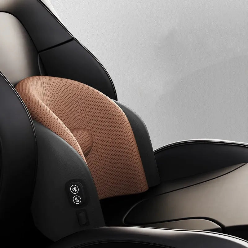 Memory cotton car massage cushion on a car seat in classic black colour.