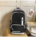 Waterproof nylon high school student backpack in choice of colours, showing pendant and no-pendant styles.