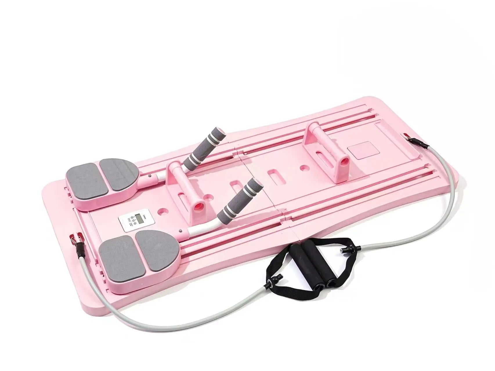 Purple foldable fitness belly board for abdominal exercises on a home floor
