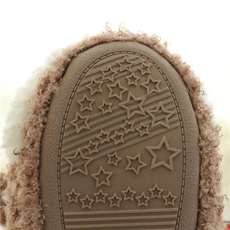 Brown suede flip-flop slippers for women with elk design, anti-slip TPR sole, sizes 35-40