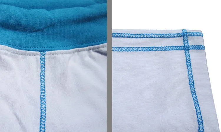 Men's low waist five-point swimming trunks in white or blue, Spandex nylon blend, sizes M to XXXL