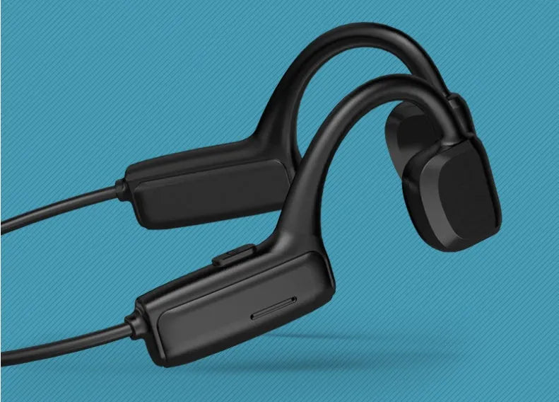 G1 wireless sports Bluetooth headset in earless design, two colour options shown on model ear