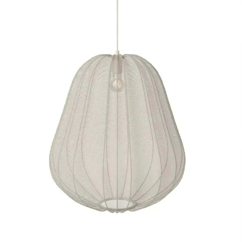 Japanese-style grey blue iron branch ceiling lamp with a net pumpkin shade and integrated LED lights