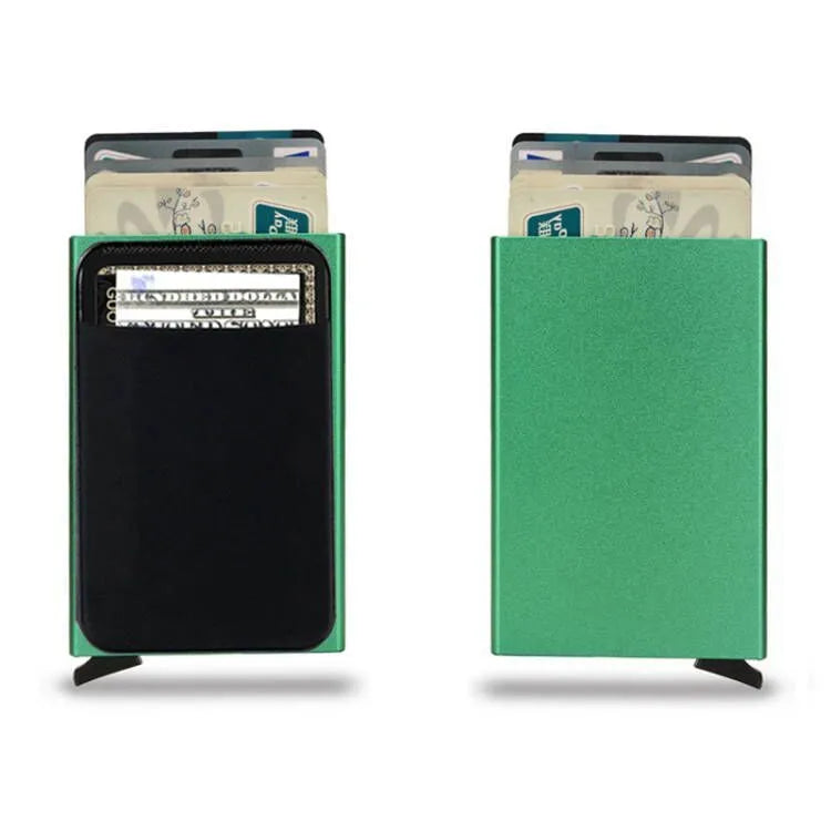 Aluminium alloy metal credit card holder with frosted finish, shown in silver colour.