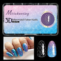 3D scale long shaping artificial nail tips with deep C-curve in Frigate Box colour options