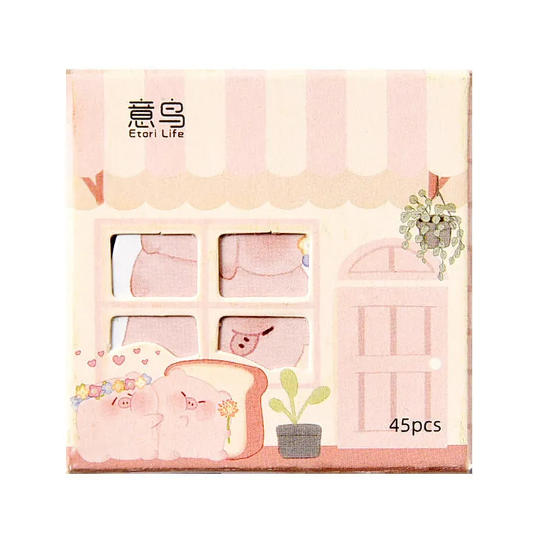 Pack of cute penguin 'Little naive' style paper stickers for account books, 20-50mm wide.