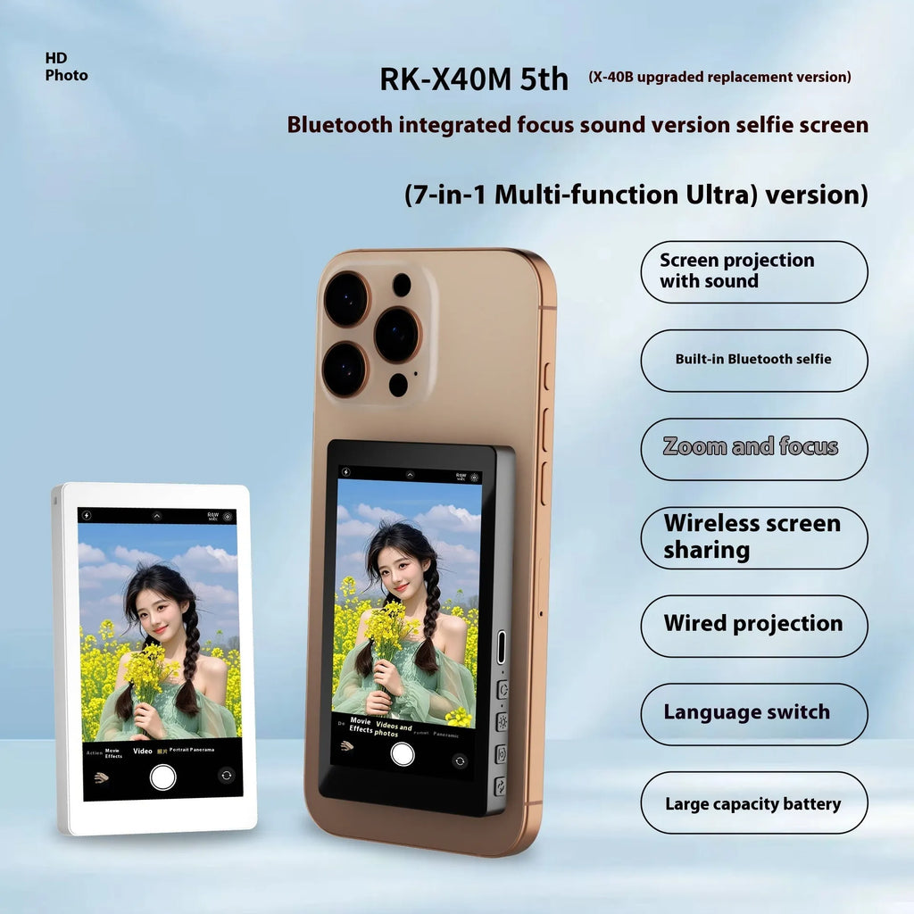 Black magnetic mobile phone projector showing rear mount and compact size