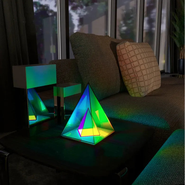 Creative night light acrylic cube LED colour box with USB power and push-button switch in three sizes 15 22 30 cm
