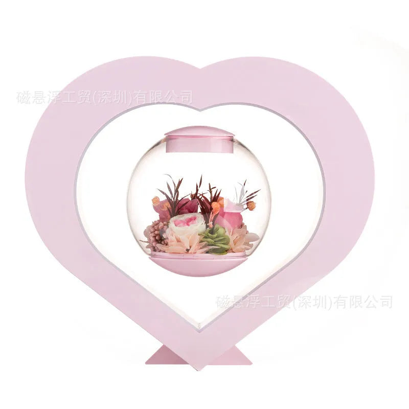 Pink preserved rose ornament with Bluetooth audio base in gift box for birthday and Valentine's Day presents