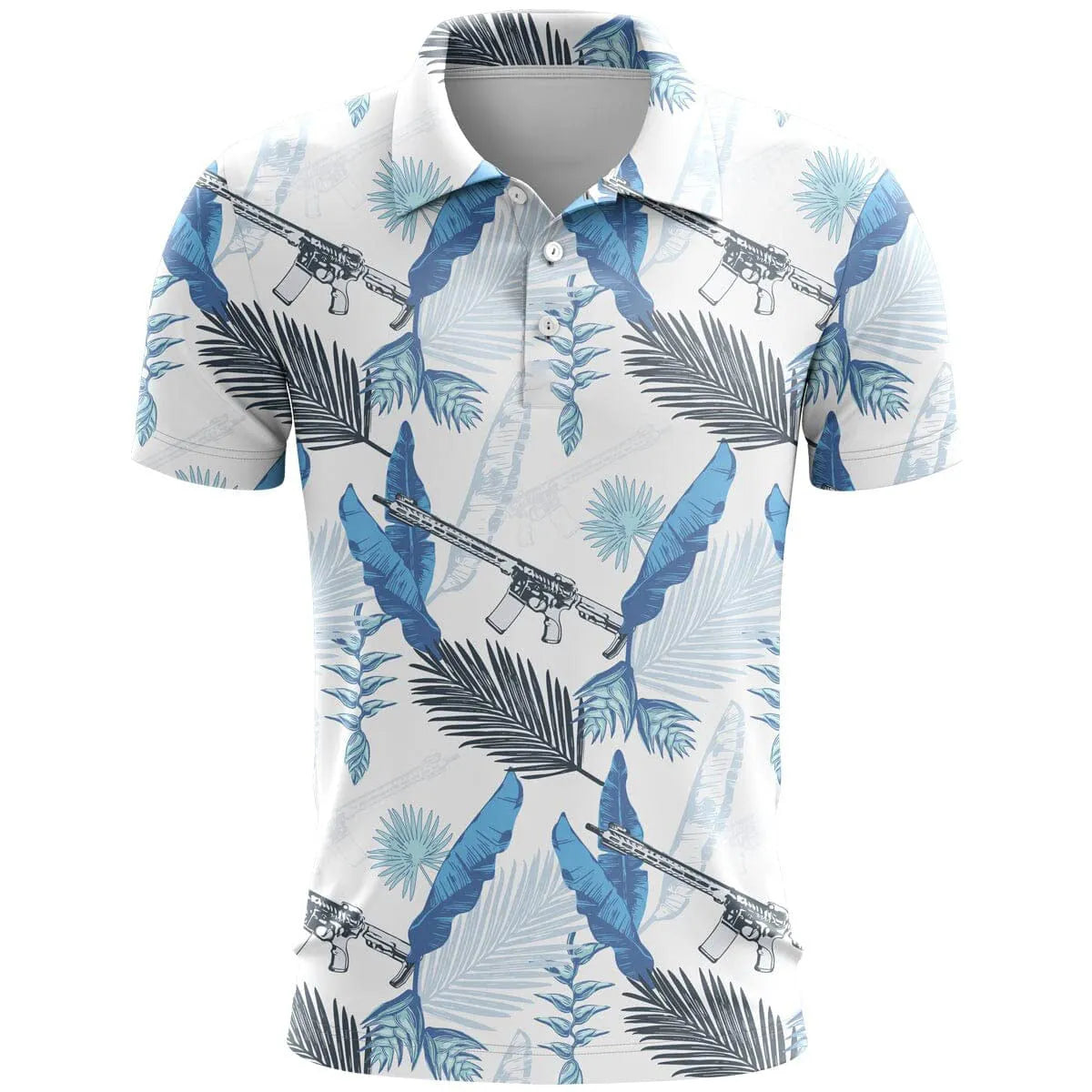Man wearing a loose-fit 3D printed short sleeve sports shirt in a colour option like 3e-5ZDLC.
