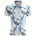 Loose fit 3D printed sports short sleeve t-shirt in bird eye cloth fabric on a hanger.