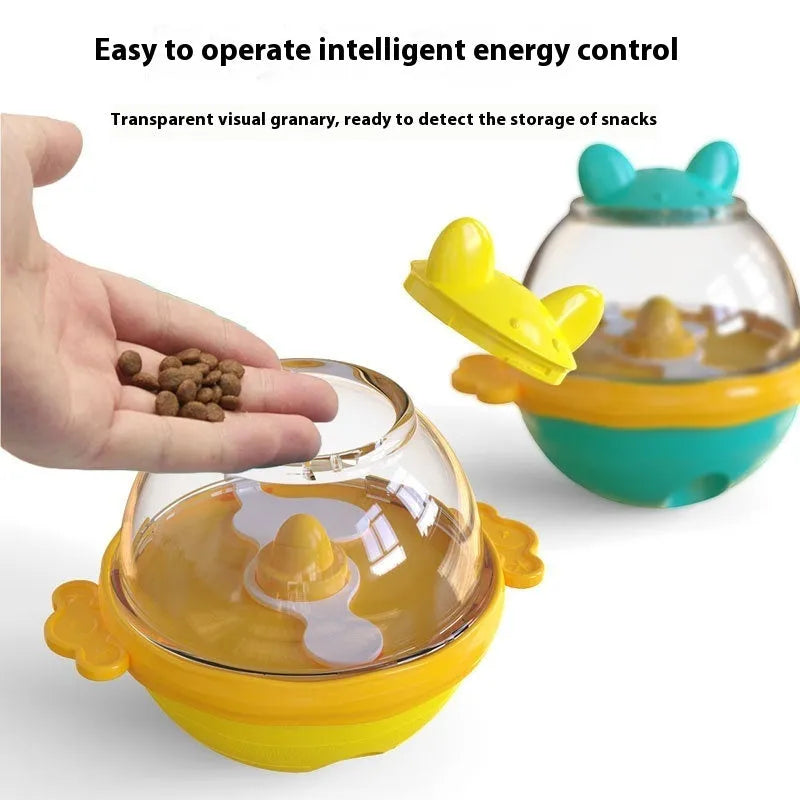 TPR slow feeder dog bowl puzzle toy in lake blue colour with tumbler design