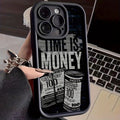 Money banknote USD currency phone case for Apple iPhone, TPU soft shell, frosted finish, Black White Burgundy.