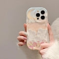 Cream Shell white TPU iPhone case with sea-of-flowers-on-cloud design, all-inclusive cute niche cover