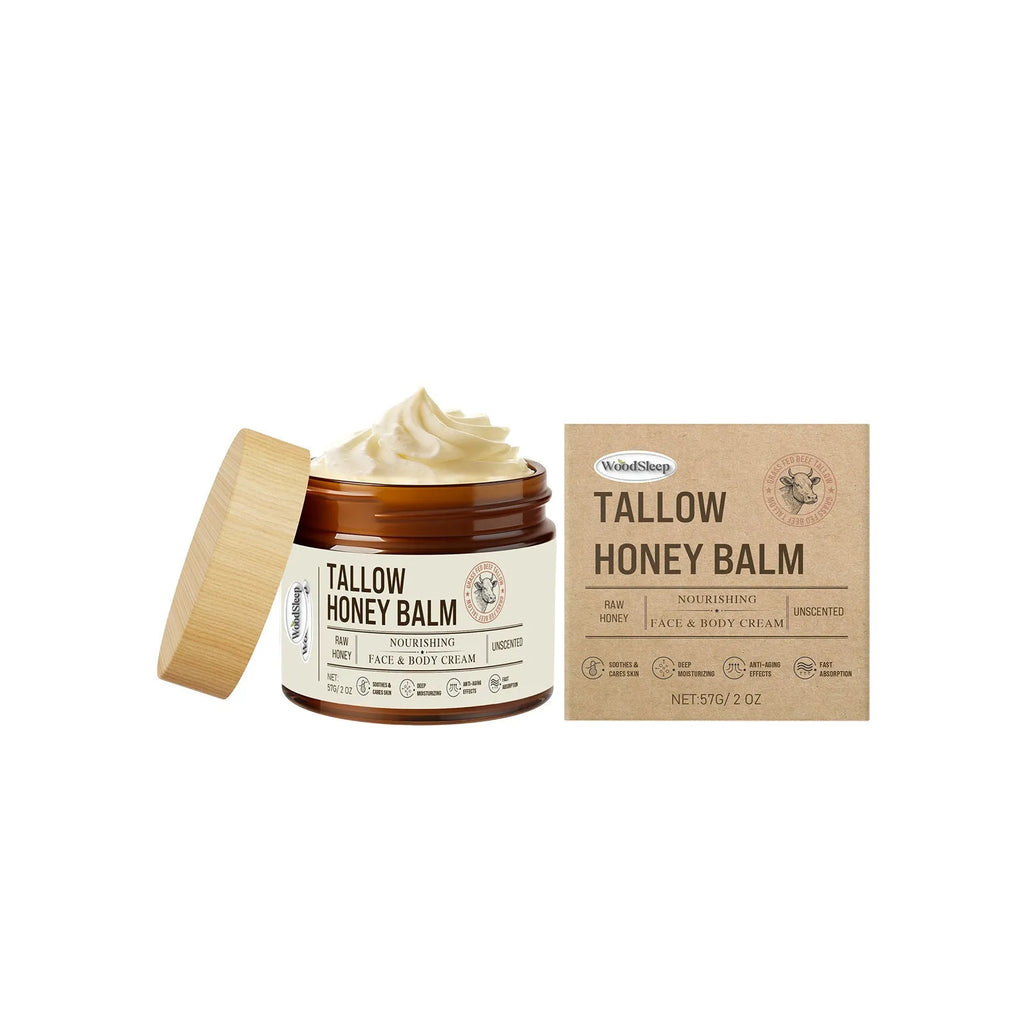57g tallow honey skin repair moisturising cream container with ingredients label showing titanium dioxide and zinc oxide
