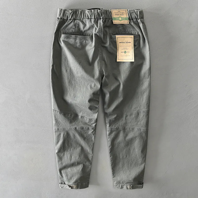 Men's solid colour loose-fit casual Japanese overalls with an elasticated waistband