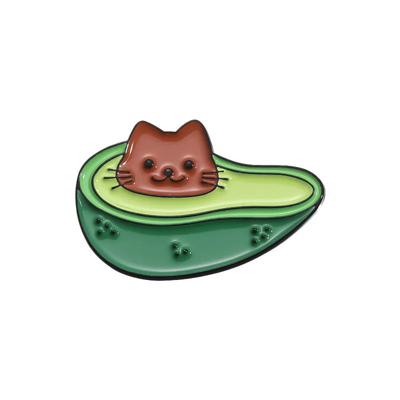 Colourful cartoon fruit zinc alloy brooch with pin back on denim jacket lapel