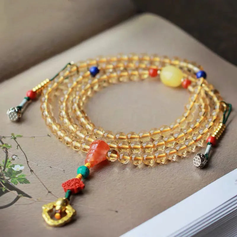 Yellow Brazilian citrine bracelet with 1mm bead diameter and filament construction