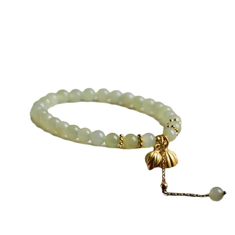 Two Shihuan natural Hetian Jade bracelet with fu character and constellation detailing in 6mm size