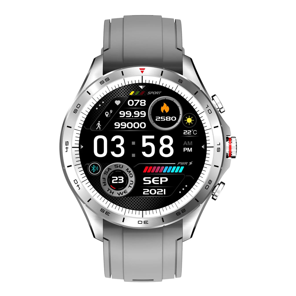 Men's smart bracelet watch with zinc alloy screen and silicone wristband in black, blue, or grey colour