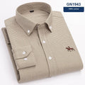A man wearing a pure cotton Oxford button-down shirt in a casual style.