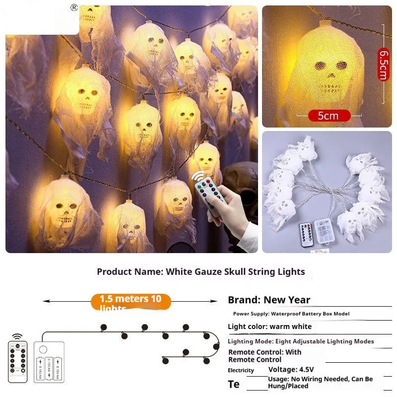 Halloween battery-powered LED coloured lights with plastic battery box for indoor wall decoration