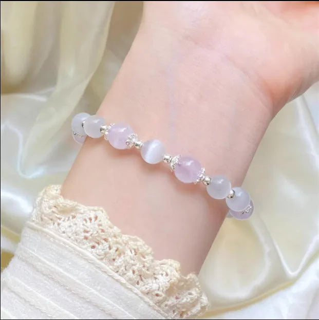 Opal amethyst crystal bracelet with moon charm over 20mm