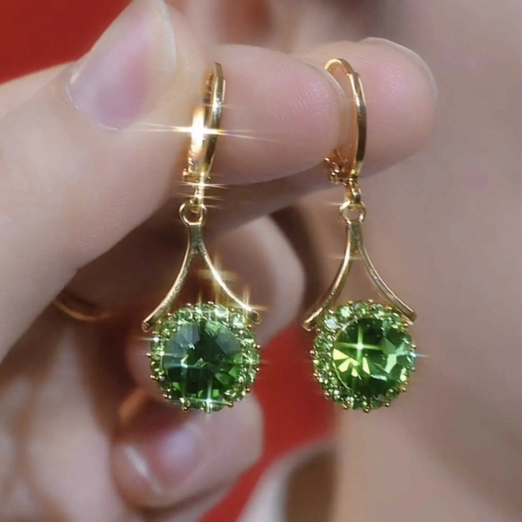 Gold grey geometric round ring earrings with rhinestone detail for women, one pair