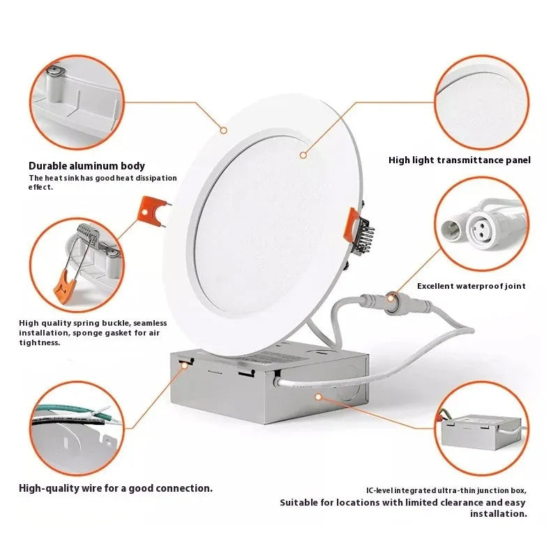 Large iron box panel light 3CCT 5CCT dimmable round ceiling light aluminium shell 110V modern simple style