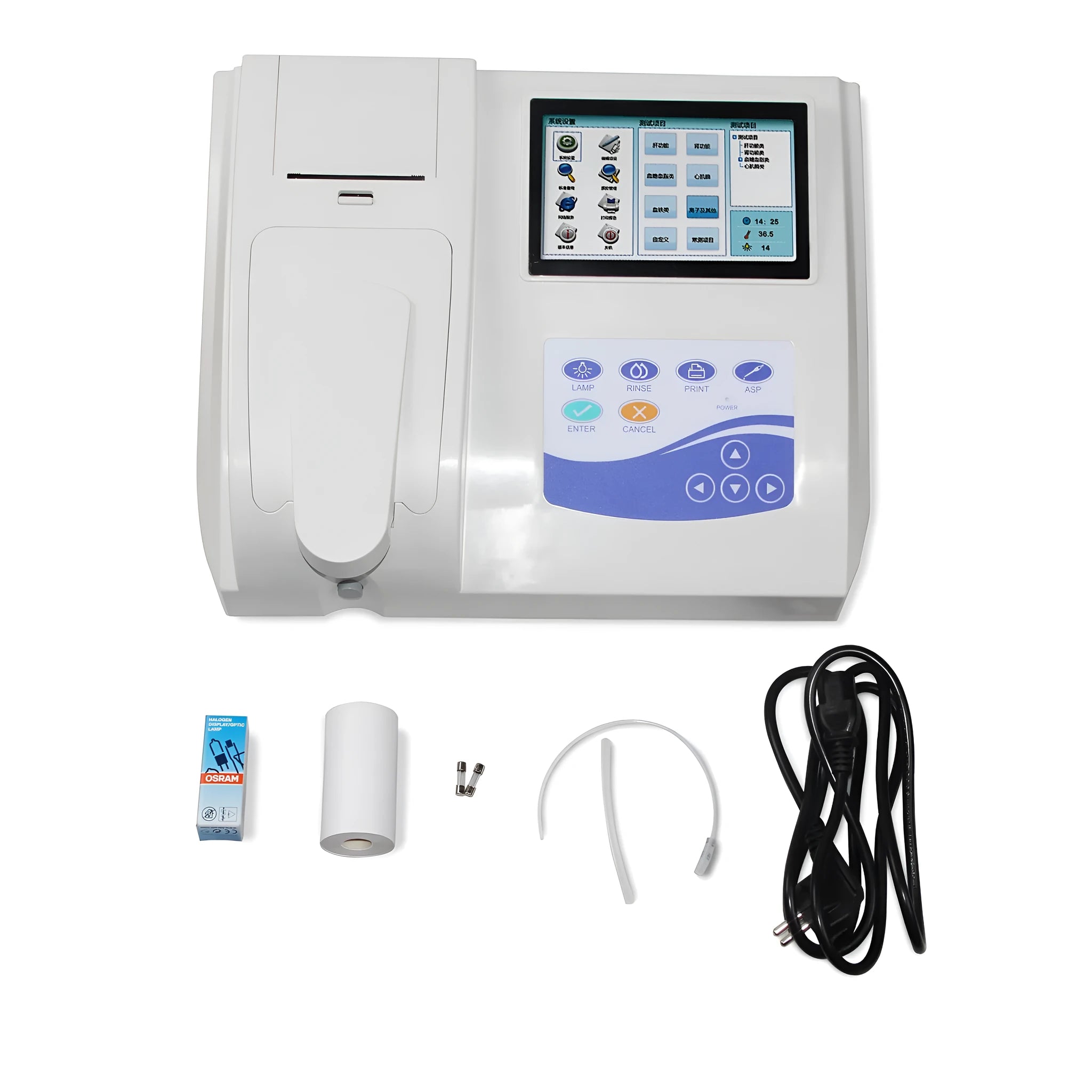 CONTEC BC300 semi-auto biochemistry analyser on benchtop with touch screen display
