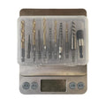 12-piece hexagonal handle screw extractor set in silver metal finish