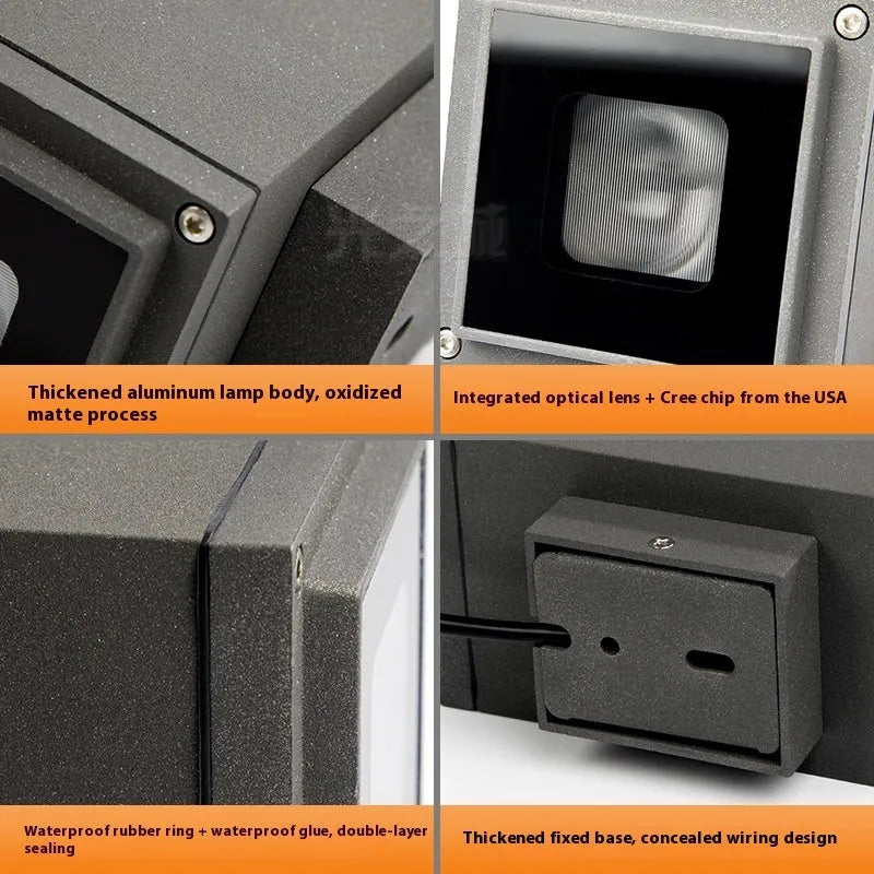 IP65 waterproof outdoor double head wall lamp aluminium alloy facade lighting 3000K 192x96x122mm