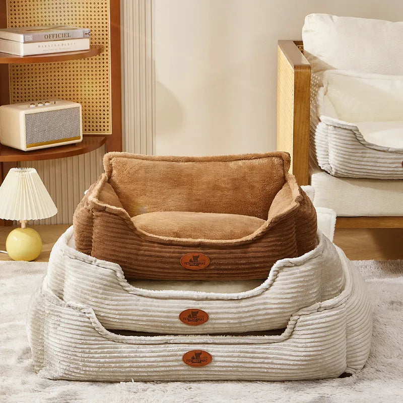 Removable washable pet bed cushion for small medium dogs cats in coffee or white colour