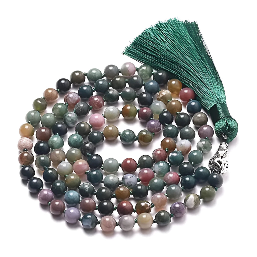 108-bead natural agate bracelet with round stones in ten colour options