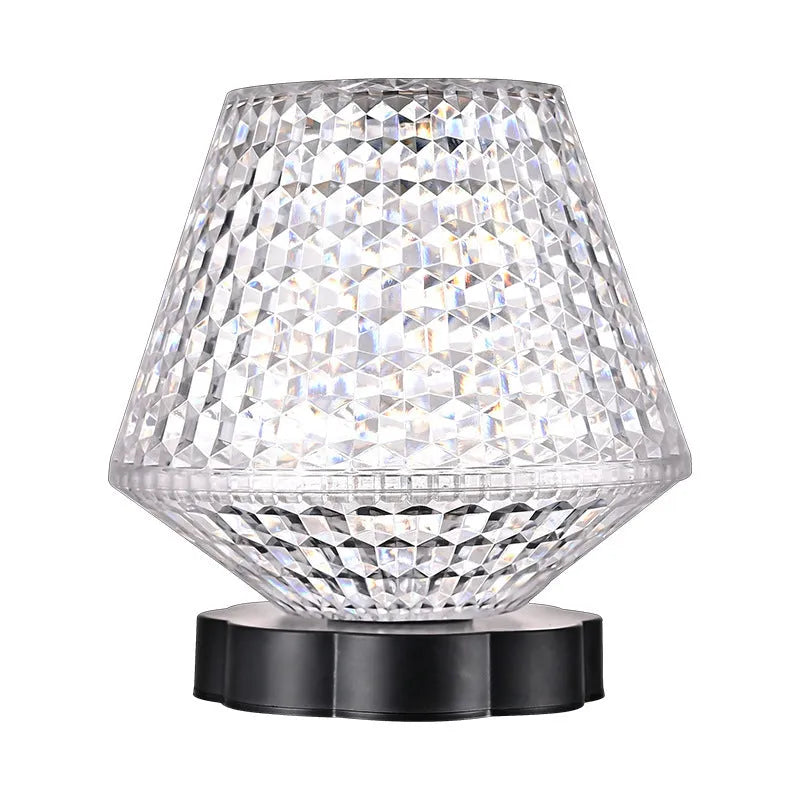 Crystal decor table lamp with touch base and USB charging cable