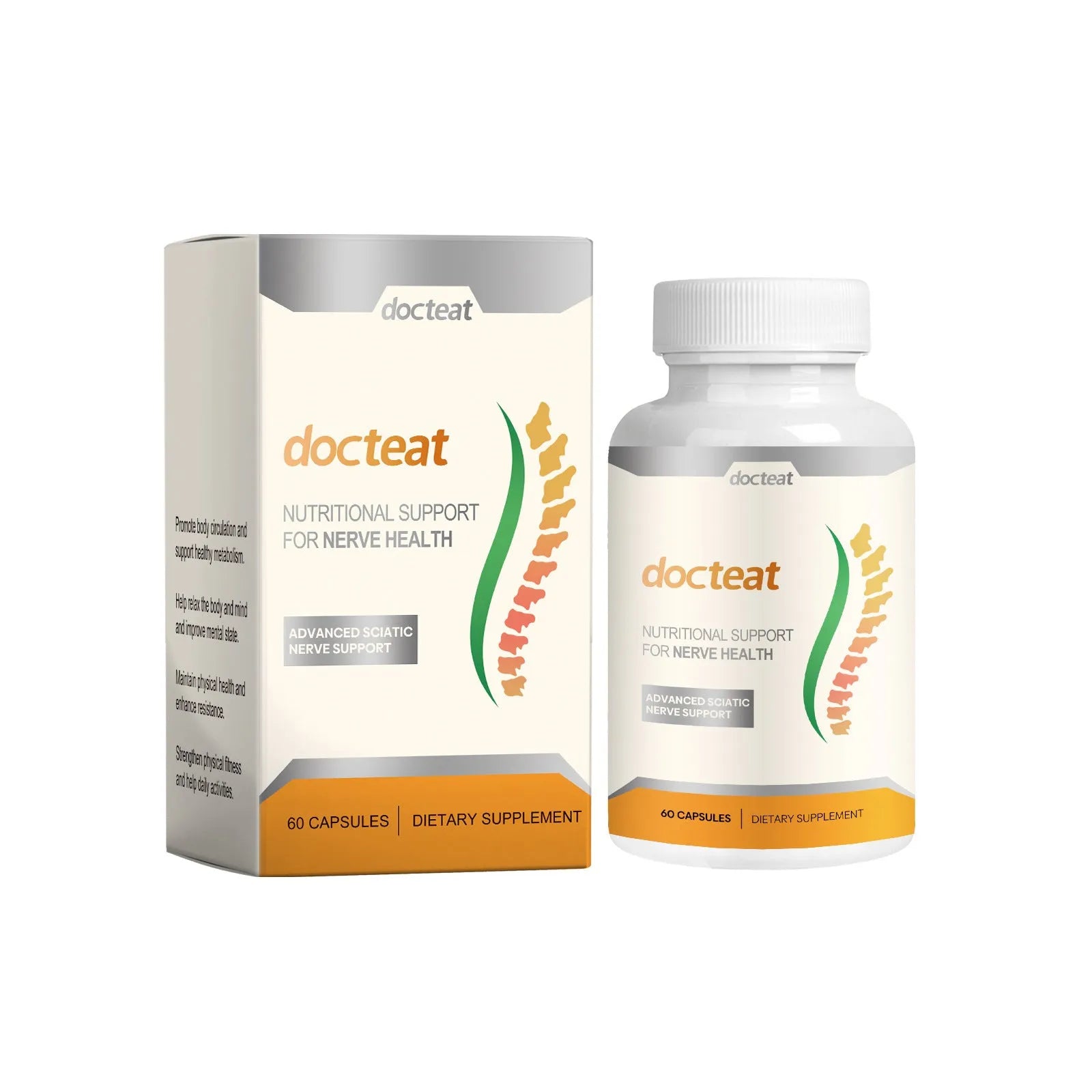 DOCTEAT body care adhesive wrap kit bottle with 60 capsules for joint and muscle support