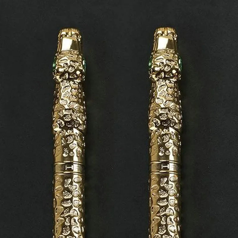 Metal embossed business pen in antique silver and gold colours for corporate gifts.