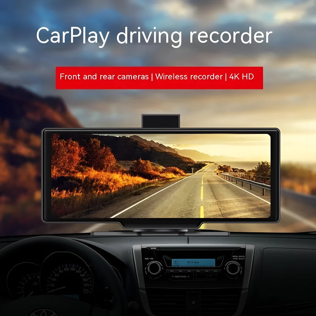 10.26-inch wireless CarPlay car recorder with capacitive touch screen and optional driving monitor function
