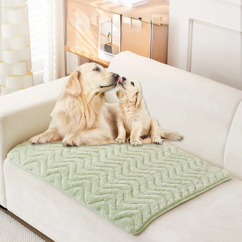 Thick plush rectangular pet mat for dogs and cats in blue coffee grey green or white