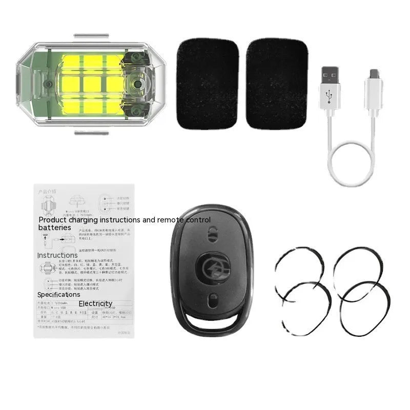Four 5W ABS strobe lights with remote control for car motorcycle electric vehicle bicycle modification