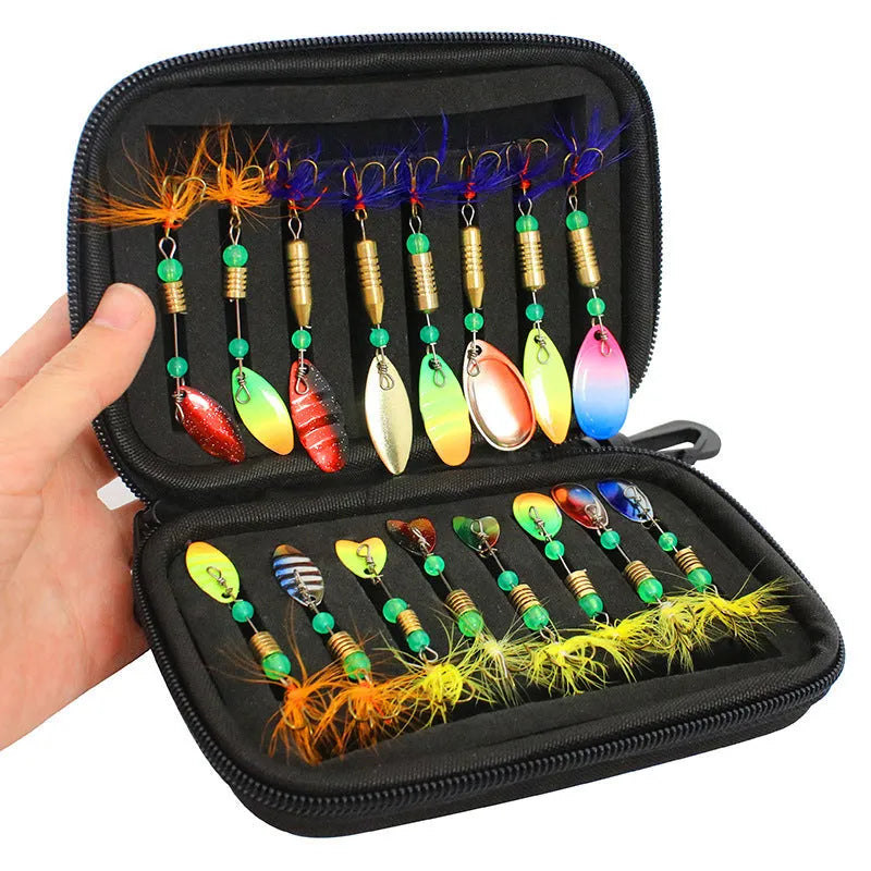 Composite sequin fishing bait bag with 16 pieces in durable Oxford cloth organiser