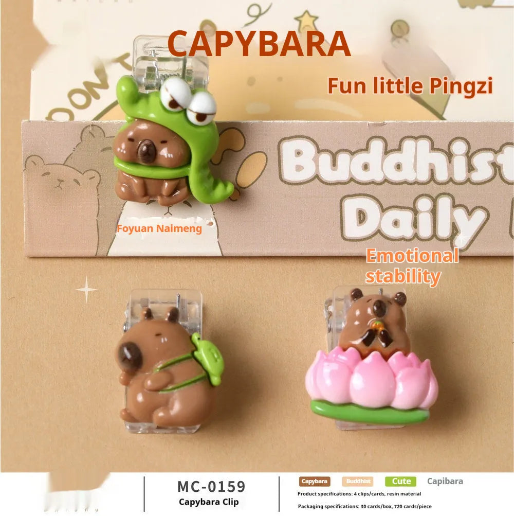 Set of 4 khaki cartoon fashion plastic barrettes, Capabala Clip Suit portable hair clips for women and girls